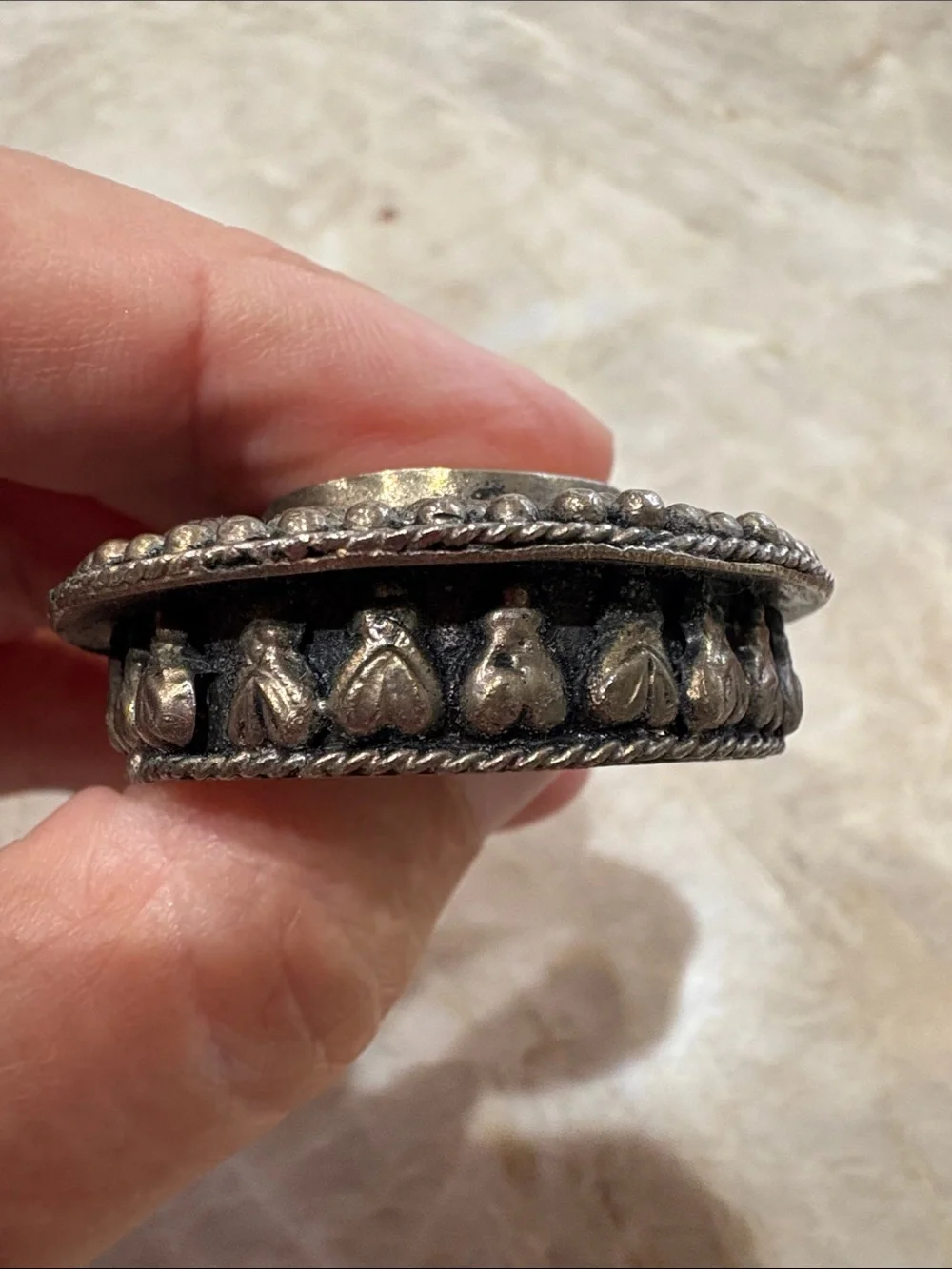 Moroccan Orange Decorative Trinket Box Accent Jar with Ornate Silver-Tone Trim